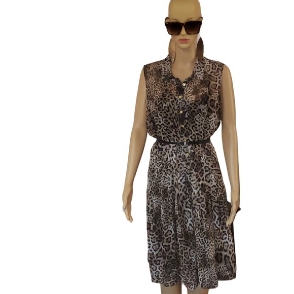 Calvin Klein Leopard print sleeveless dress in a Size: Large - Picture 1 of 6